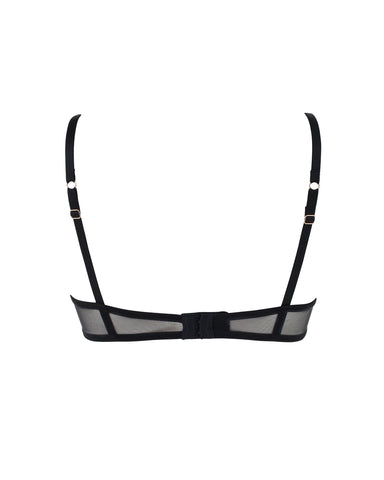 Marseille Embroidered Sheer Bra Black
