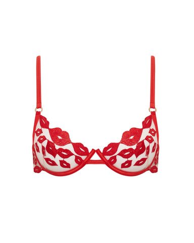 Marian Embroidered Balcony Bra Red