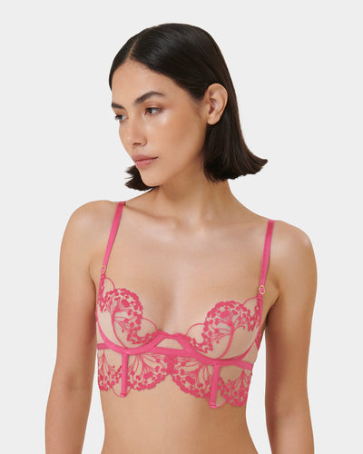 Marisa Embroidered Sheer Bra Pink
