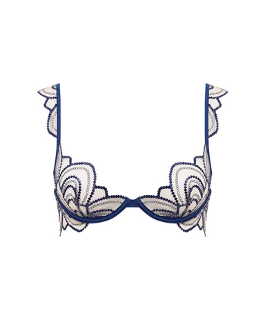 Soraya Embroidered Sheer Bra Blue