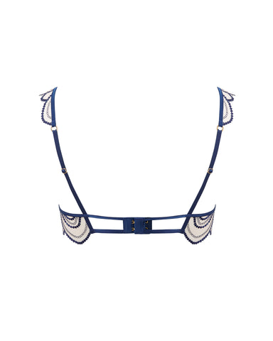 Soraya Embroidered Sheer Bra Blue